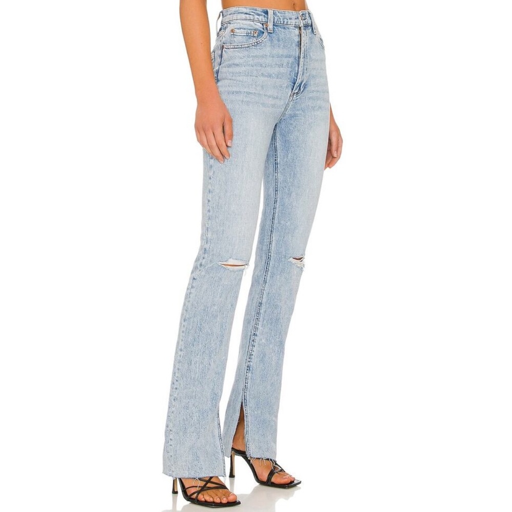 Pistola Colleen Slim Flare Split Cuff High Waist Medium Wash Distressed Jeans